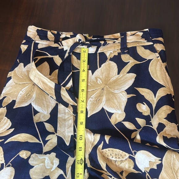 JOIE Linen Blend Wide Leg Flare Tropical Print Cropped Palazzo Pants Size 2 - Picture 5 of 11